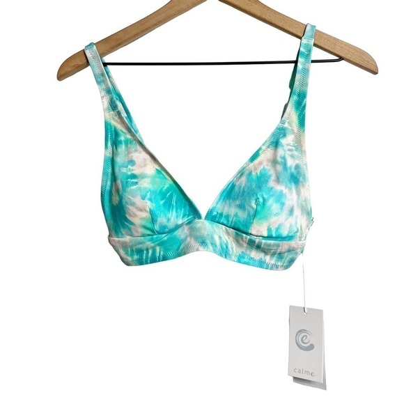 Calmed by Johnny Was Blue Multicolor Adjustable Bikini Top Size XL New - Picture 1 of 7